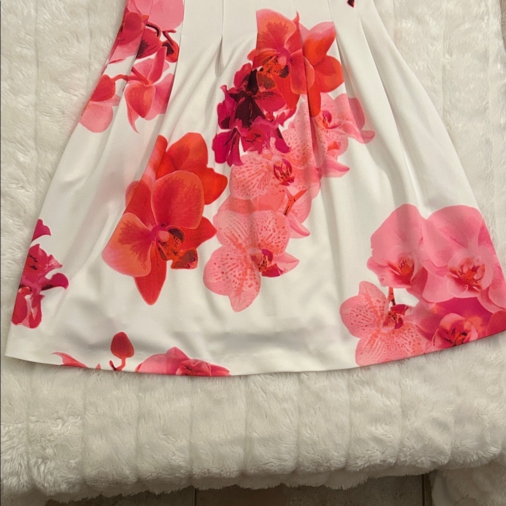 Calvin Klein Floral Midi Dress - White and Pink - Picture 2 of 3